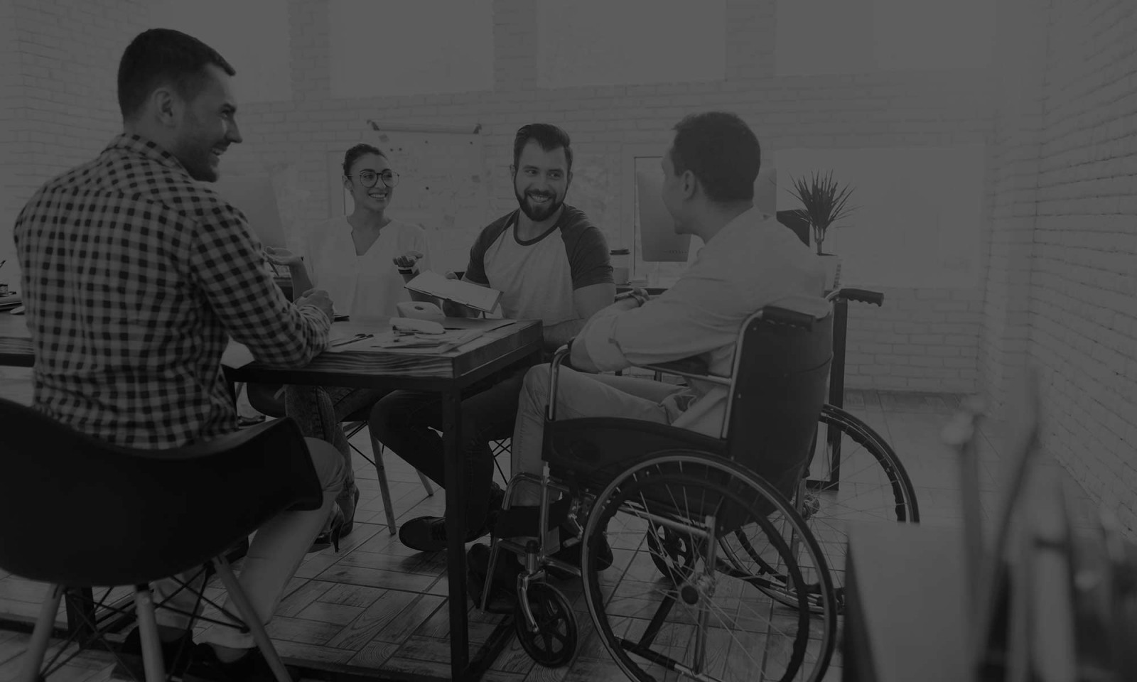 Office environment with wheelchair user